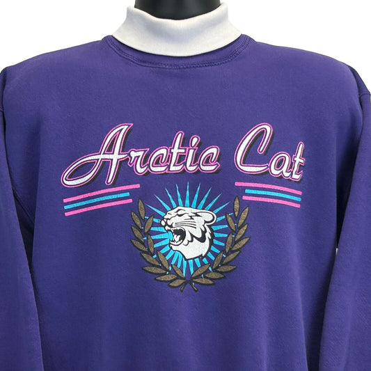 Arctic Cat Snowmobiles Vintage 90s Turtleneck Sudadera Púrpura EE.UU. Hecho Grande