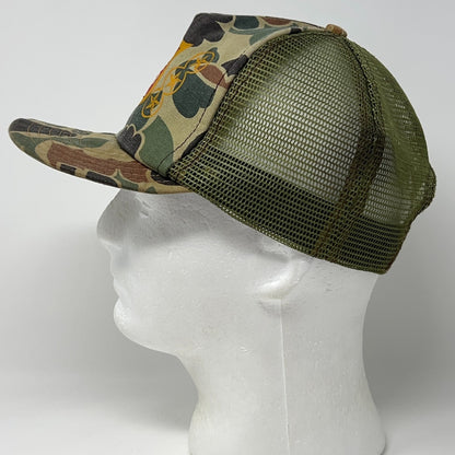 Vintage 80s Lone Star Beer Trucker Hat Baseball Cap Camouflage Snapback Green