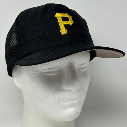 Vintage 80s Pittsburgh Pirates Trucker Hat Baseball Cap MLB Mesh Snapback Black