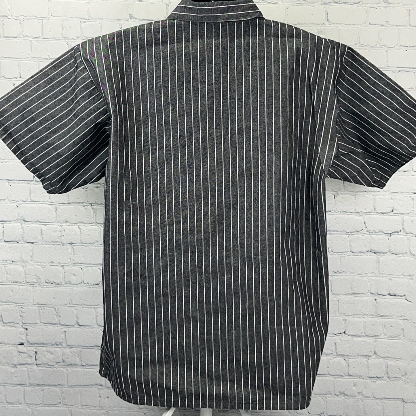 Ben Davis Hickory Striped Pullover 1/4 Zip Shirt XL X-Large Gray Short Sleeve