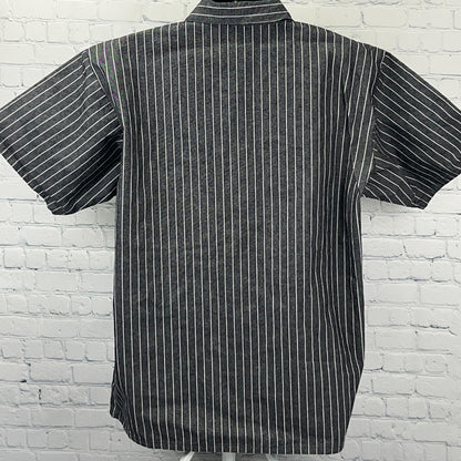 Ben Davis Hickory Striped Pullover 1/4 Zip Shirt XL X-Large Gray Short Sleeve