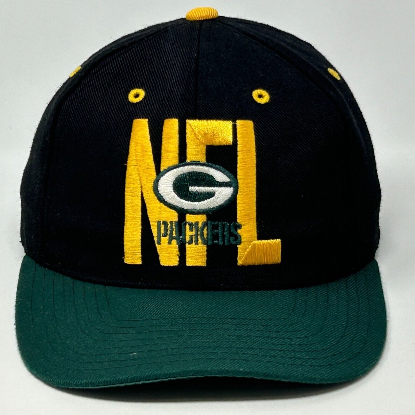 Gorra de béisbol vintage de los Green Bay Packers, negra, años 90, snapback, jugador profesional de la NFL