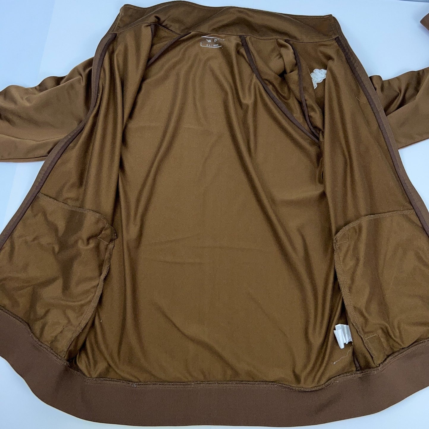 Kappa Track Jacket Logo Long Sleeve Full Zip Pockets Brown Womens XL X-Large