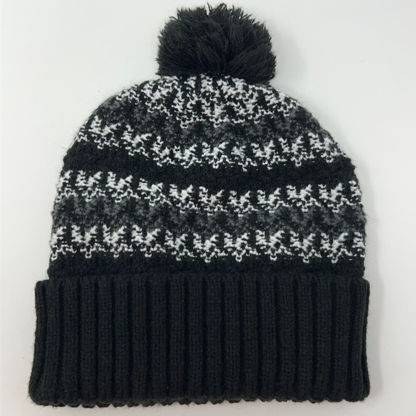 Nike SB Skateboarding Cuffed Pom Pom Beanie Toque Winter Hat Black Fair Isle