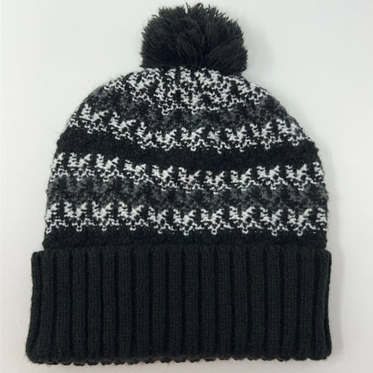 Nike SB Skateboarding Cuffed Pom Pom Beanie Toque Winter Hat Black Fair Isle