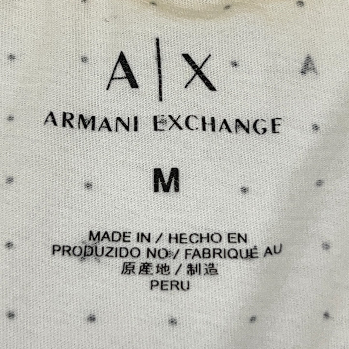 Armani Exchange Polo Shirt AX Spotted Polka Dot Pocket White Mens M Medium