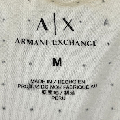 Armani Exchange Polo Shirt AX Spotted Polka Dot Pocket White Mens M Medium
