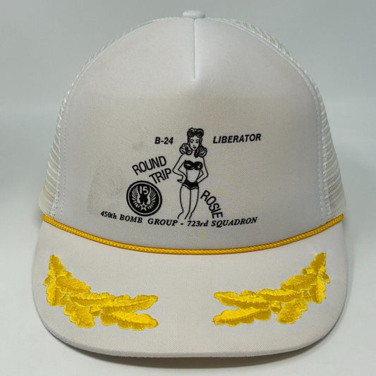 Vintage B24 Liberator Bomber Trucker Hat Baseball Cap WWII USAF White Snapback - Neon Vintage