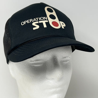Vintage 80s Operation STOP Burlington Northern Railroad Trucker Hat Cap Snapback