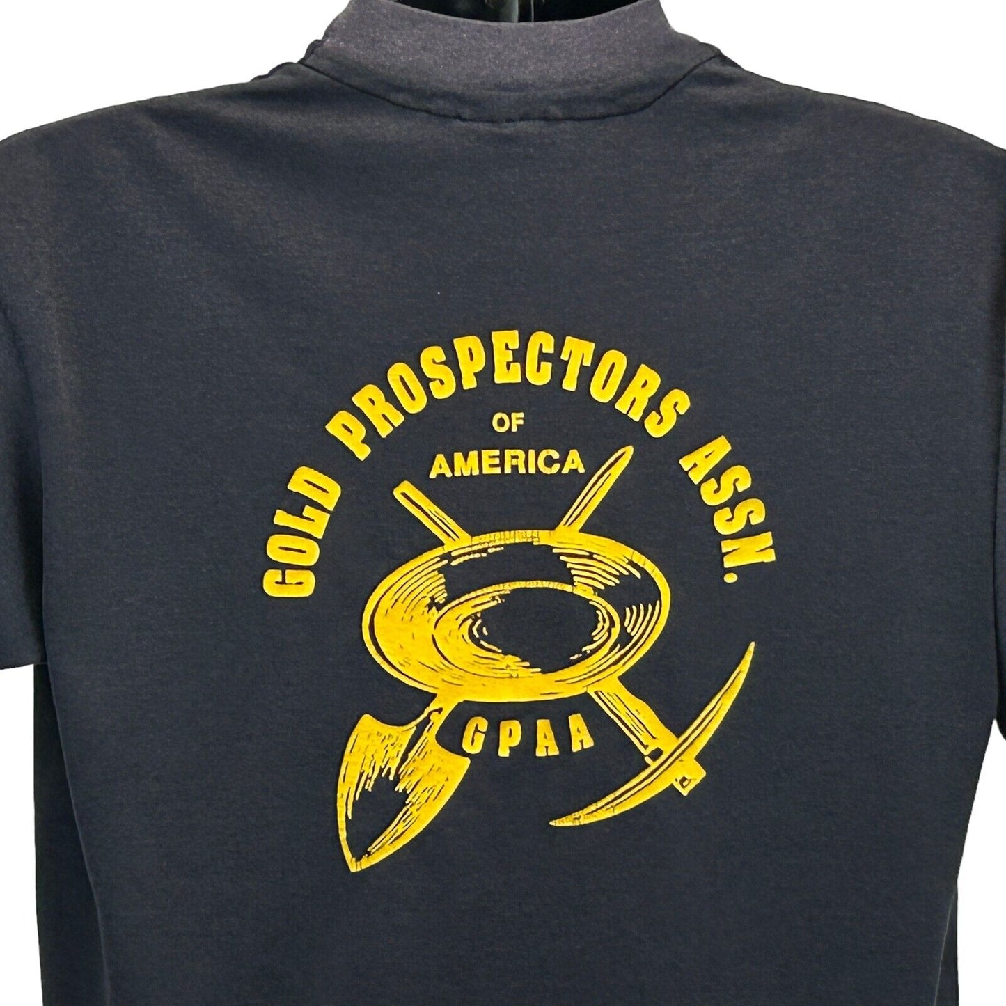 Gold Prospectors Assn T Shirt Medium Vintage 80s Mining GPAA USA Made Mens Black