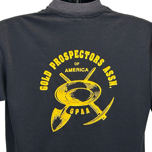 Gold Prospectors Assn T Shirt Medium Vintage 80s Mining GPAA USA Made Mens Black