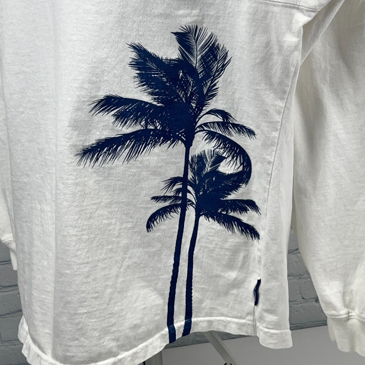 Maui Hawaii Spirit Jersey T Shirt Palm Tree Beach Long Sleeve White Tee L Large