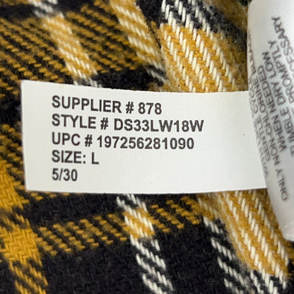 Dogg Supply by Snoop Dogg Flannel Button Front Shirt Rap Plaid Yellow L Large