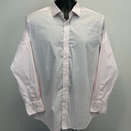 Camisa de vestir con botones al frente de Psycho Bunny, talla grande 16 1/2 32-33, a cuadros, para hombre, color rosa