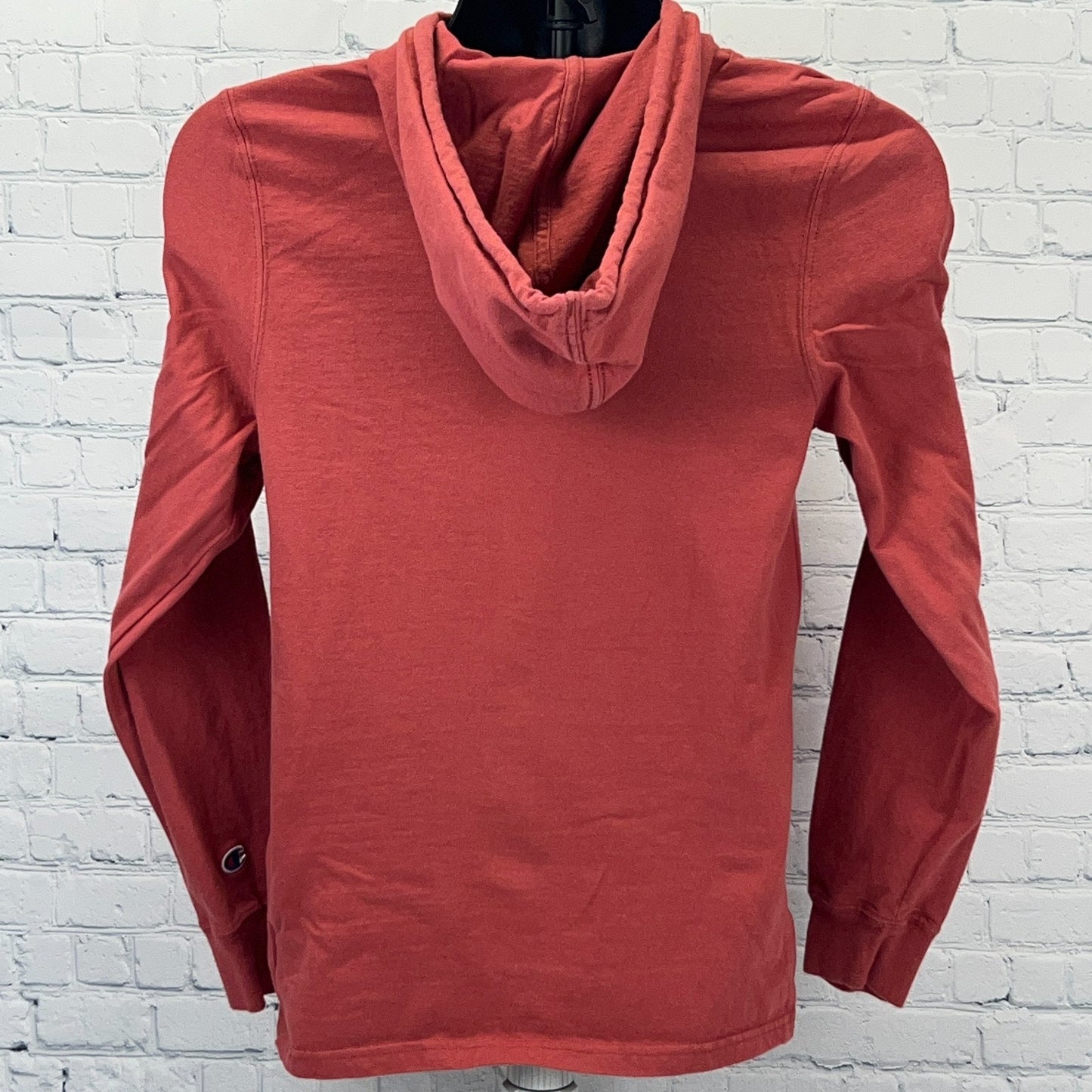 Champion Midweight Hoodie S Small Red Cotton Logo Stripe Pullover Sweatshirt