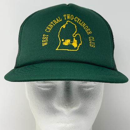 Vintage West Central Two Cylinder Club Trucker Hat Baseball Cap Green Snapback