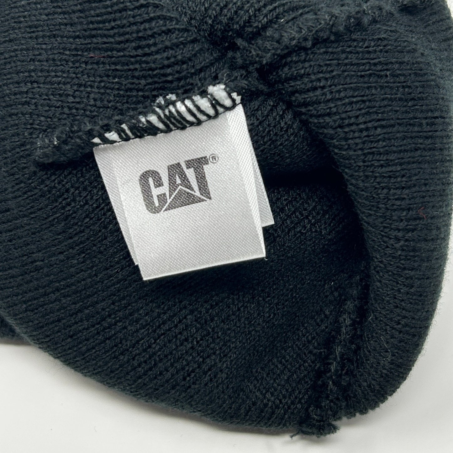CAT Caterpillar Beanie Winter Hat Toque Flip Cuffed Black Construction Mining