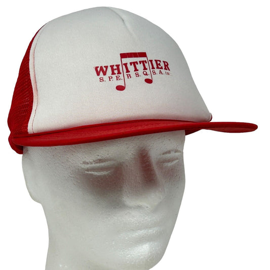 Gorra de béisbol vintage SPEBSQSA Barbershop Harmony Society, gorra de camionero, color rojo cuarteto