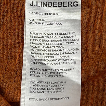 J.Lindeberg Jay Slim Fit Golf Polo Shirt L Large Orange Golfer Golfing Stretch