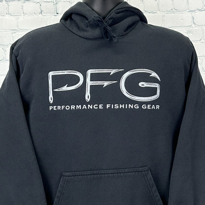 Columbia PFG Hoodie Hooded Sweatshirt Black Performance Fishing Gear L Large
