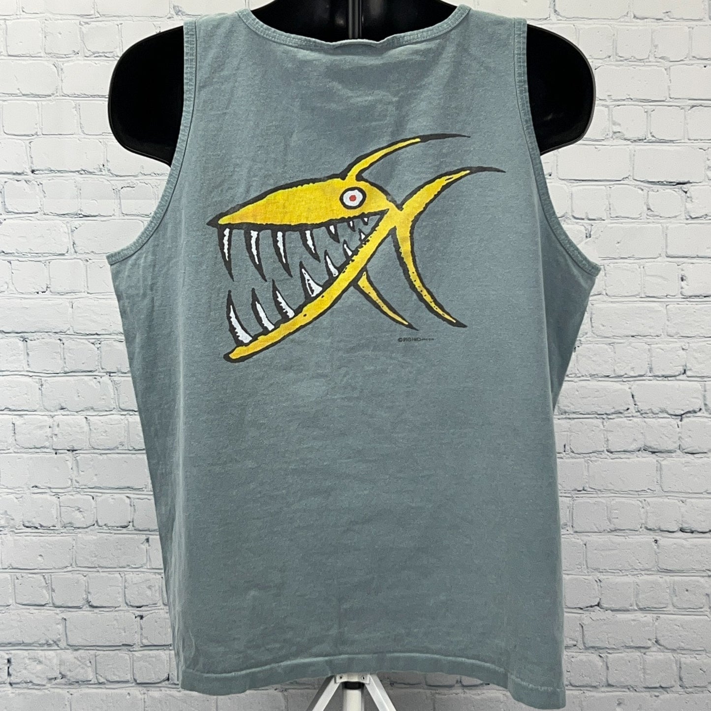 Vintage 90s St Martin St Maarten West Indies Tank Top Piranha USA Green L Large