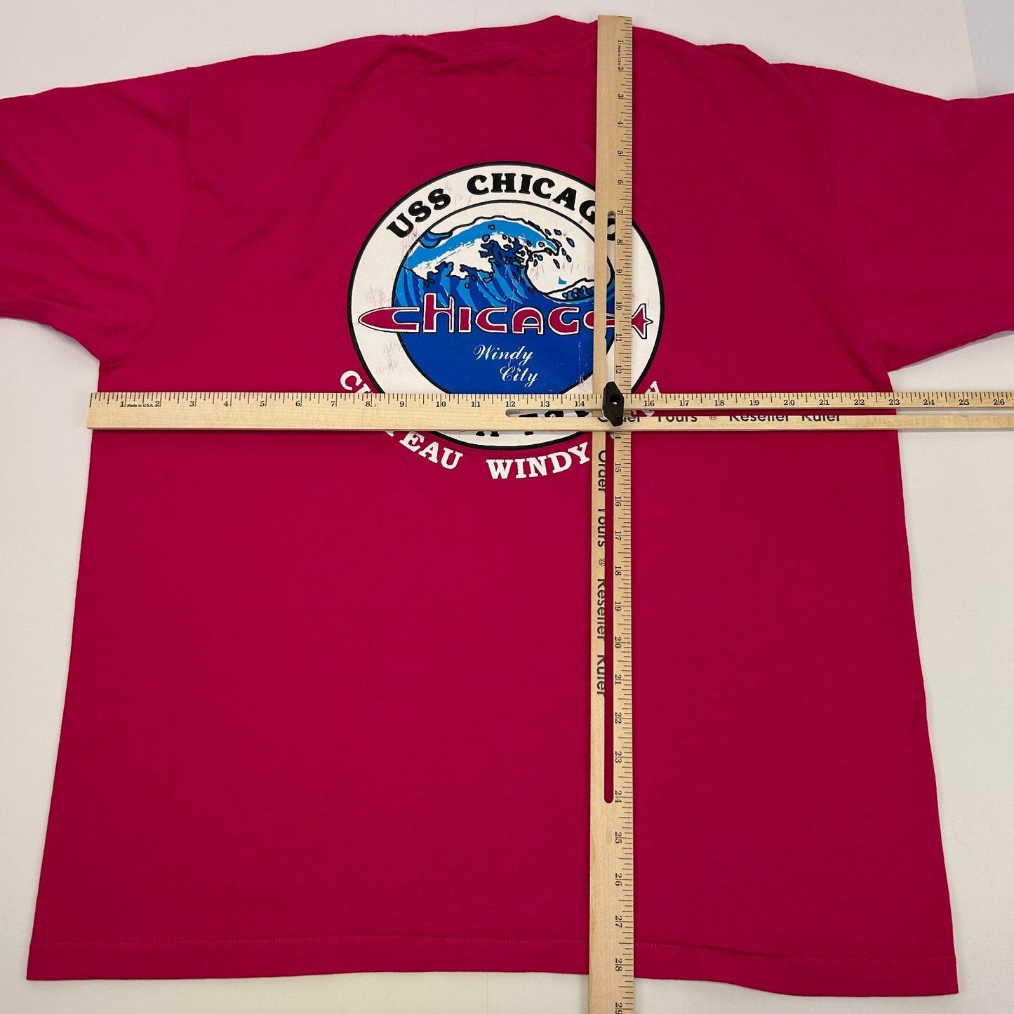 Vintage 90s USS Chicago SSN 721 T Shirt Submarine USN US Navy Pink XL X-Large