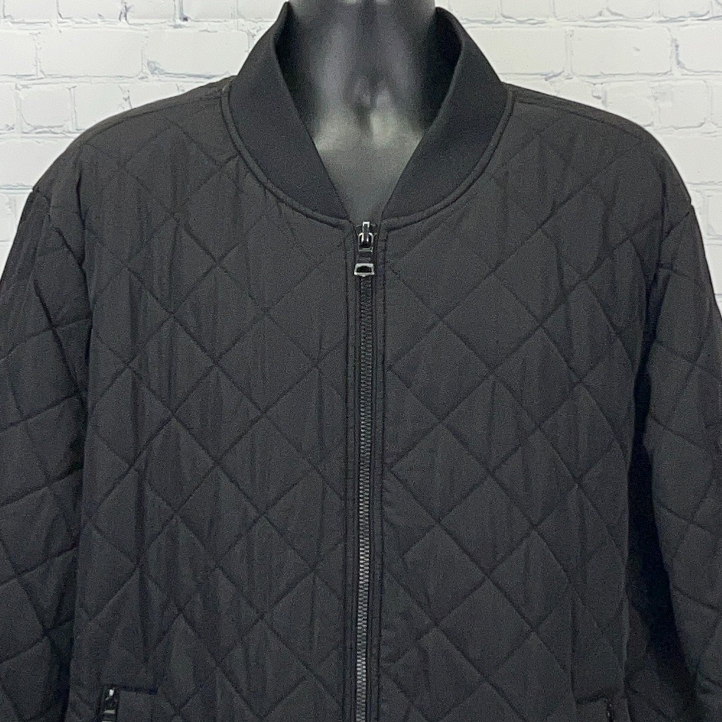 Calvin Klein Flight Jacket XXL 2XL Black Quilted Polyester Zip Pocket Bomber