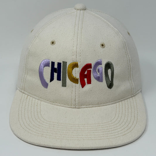 Vintage Chicago Hat Cap Ivory 90s Travel Tourist Tourism Snapback 6 Panel Kudzu - Neon Vintage