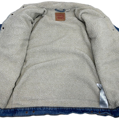 Chaqueta vaquera Levi's para mujer con forro de sherpa, holgada, de mezclilla azul camionero 72867-0003