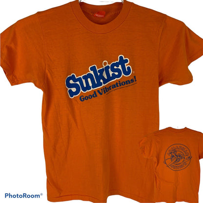 Vintage Sunkist Armadillo Airways Frisbee T Shirt Small 80s Discraft Mens Orange