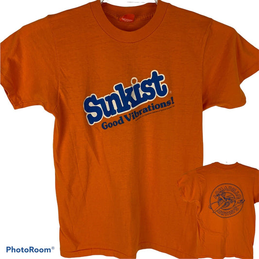 Camiseta vintage Sunkist Armadillo Airways Frisbee, talla pequeña, años 80, para hombre, color naranja