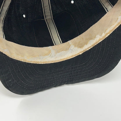 Vintage John Deere Hat Baseball Cap Black USA Made Gold Leaf Tractor Distressed