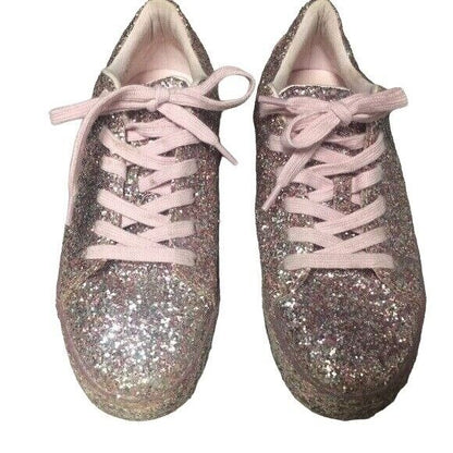 Aldo Etilivia Glitter Fashion Sneakers Womens Size 6.5 Pink Low Top Shoes