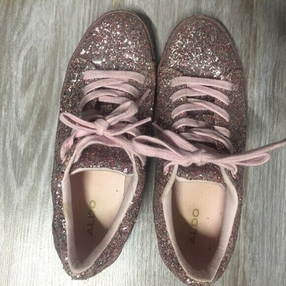 Aldo Etilivia Glitter Fashion Sneakers Womens Size 6.5 Pink Low Top Shoes