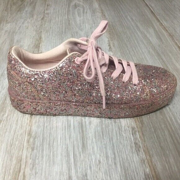 Aldo Etilivia Glitter Fashion Sneakers Womens Size 6.5 Pink Low Top Shoes