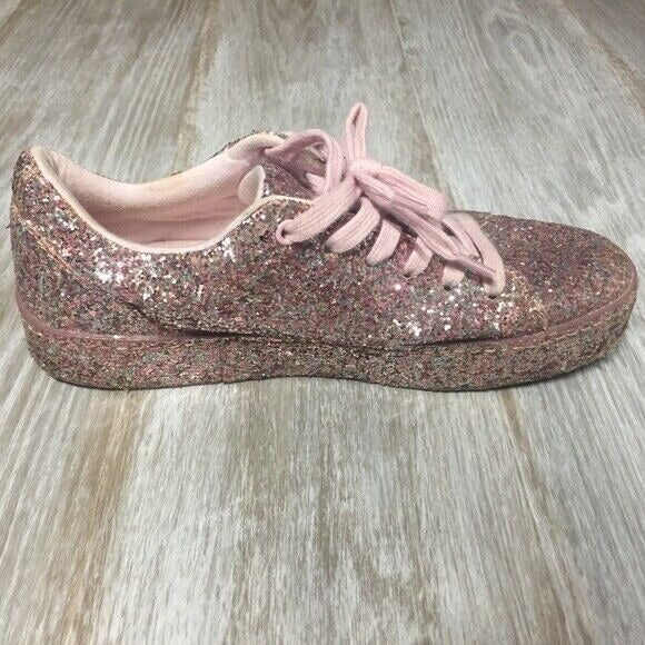 Aldo Etilivia Glitter Fashion Sneakers Womens Size 6.5 Pink Low Top Shoes