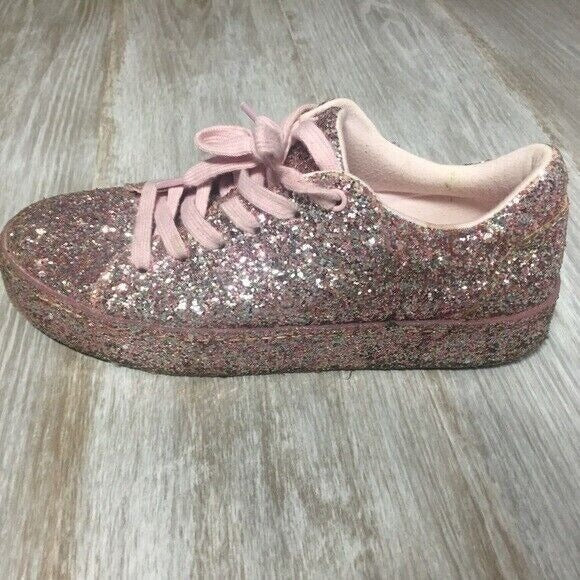 Aldo Etilivia Glitter Fashion Sneakers Womens Size 6.5 Pink Low Top Shoes