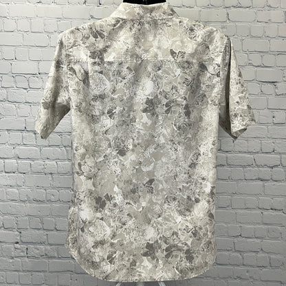 Marmot Button Front Shirt Gray Floral Shilla Peru Inspired Short Sleeve M Medium