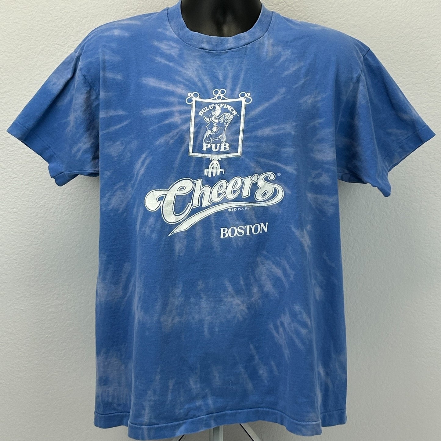 Vintage 90s Cheers Boston Bull & Finch Pub T Shirt TV Television Blue XL X-Large