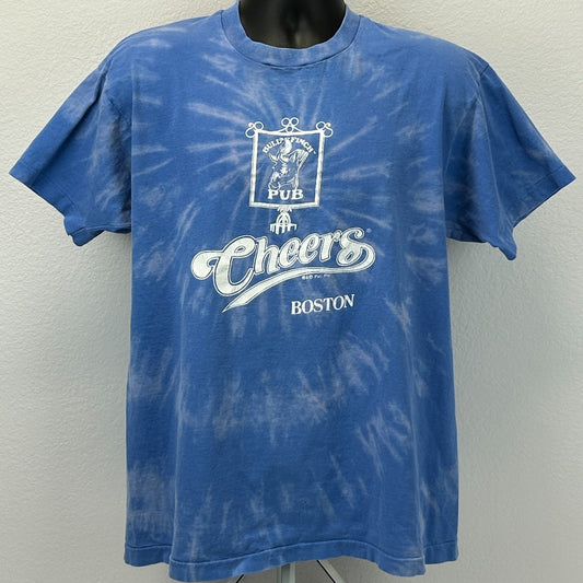 Vintage 90s Cheers Boston Bull & Finch Pub T Shirt TV Television Blue XL X-Large - Neon Vintage