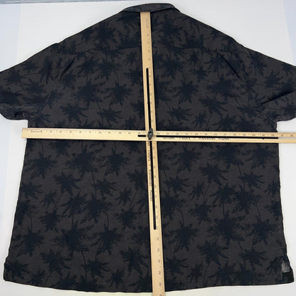 Nat Nast Camp Shirt Button Front Palm Trees Pocket Silk Blend Brown XXL 2XL