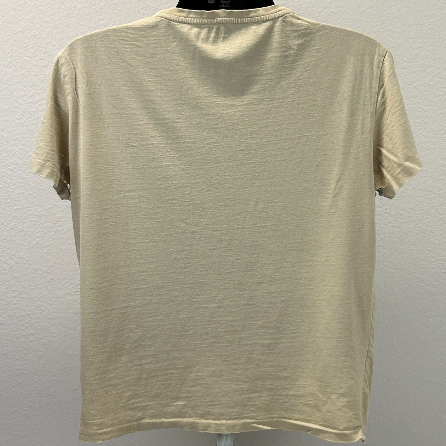Distressed Polo Ralph Lauren T Shirt Mens M Medium Beige V Neck Short Sleeve Tee