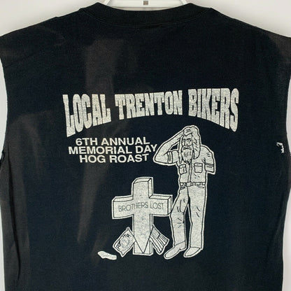 Local Trenton Bikers Vintage 80s T Shirt Veterans Motorcycle Sleeveless Large