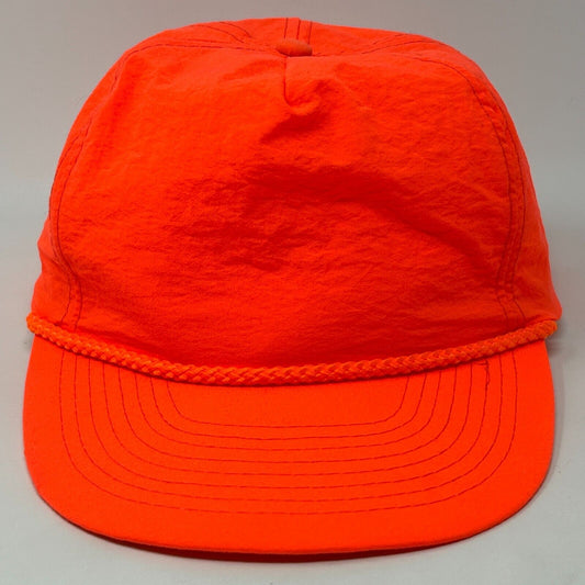 Vintage Blank Hat Baseball Cap Roping Rope Corded 90s Strapback Blaze Orange - Neon Vintage