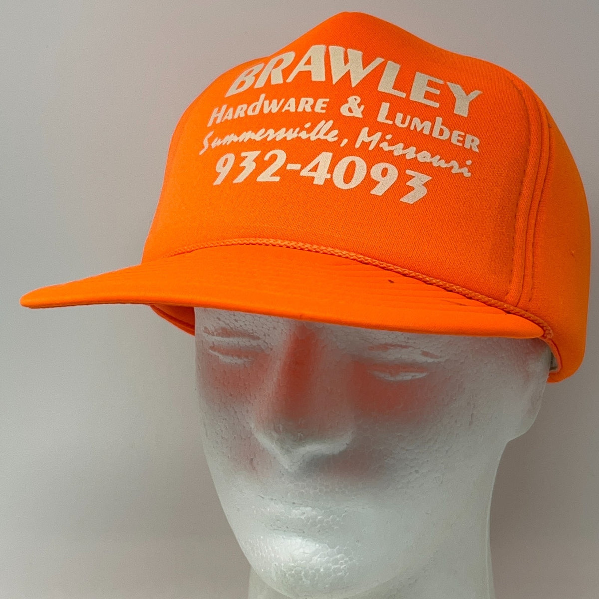 Vintage 90s Brawley Hardware and Lumber Trucker Hat Cap Orange Snapback Missouri
