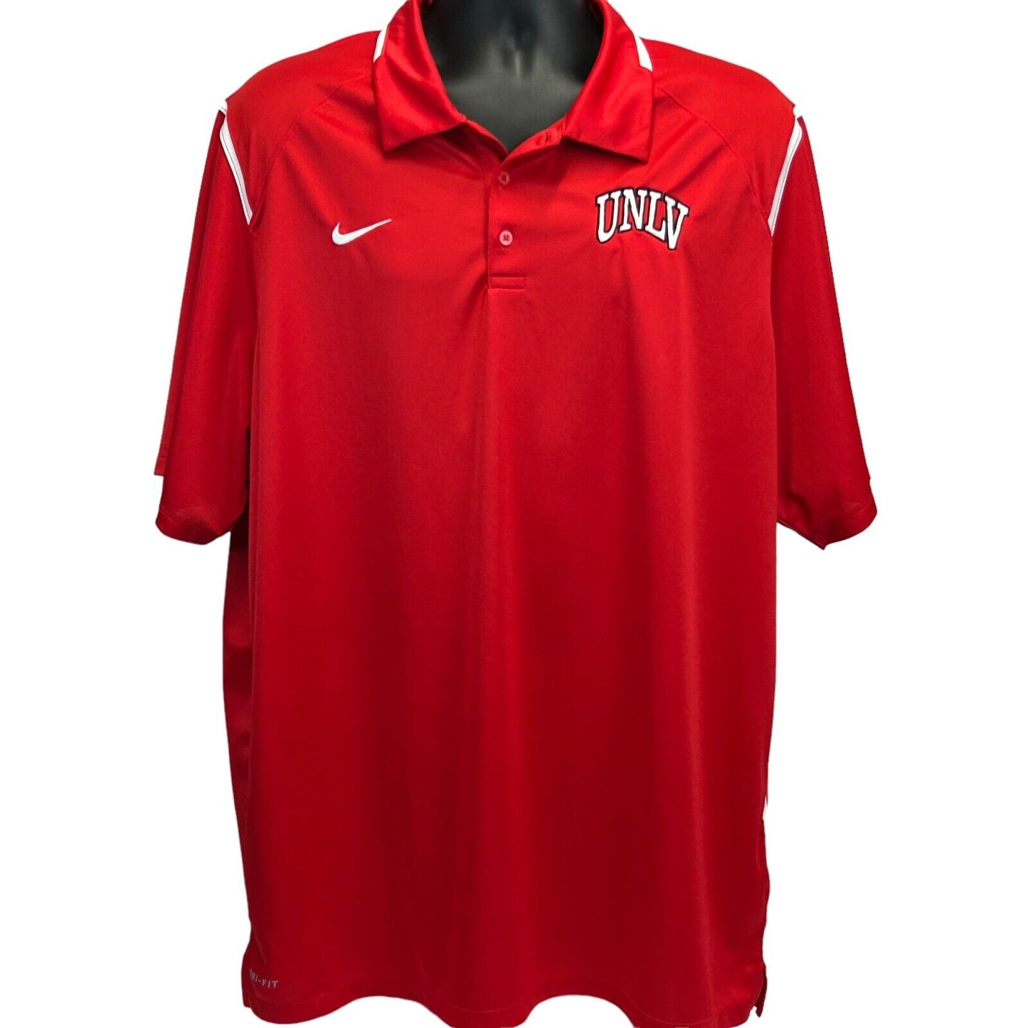 UNLV Runnin' Rebels Nike Polo T Shirt 2XL NCAA Las Vegas Dri Fit Tee Mens Red