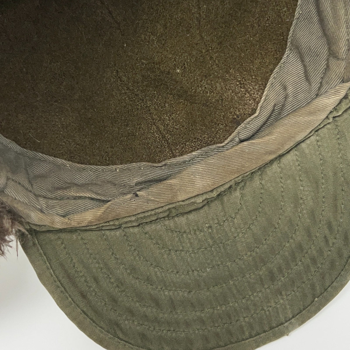 Vintage 1950s US Army M-1951 Field Pile Cap Hat Korean War Olive Green Ear Flaps