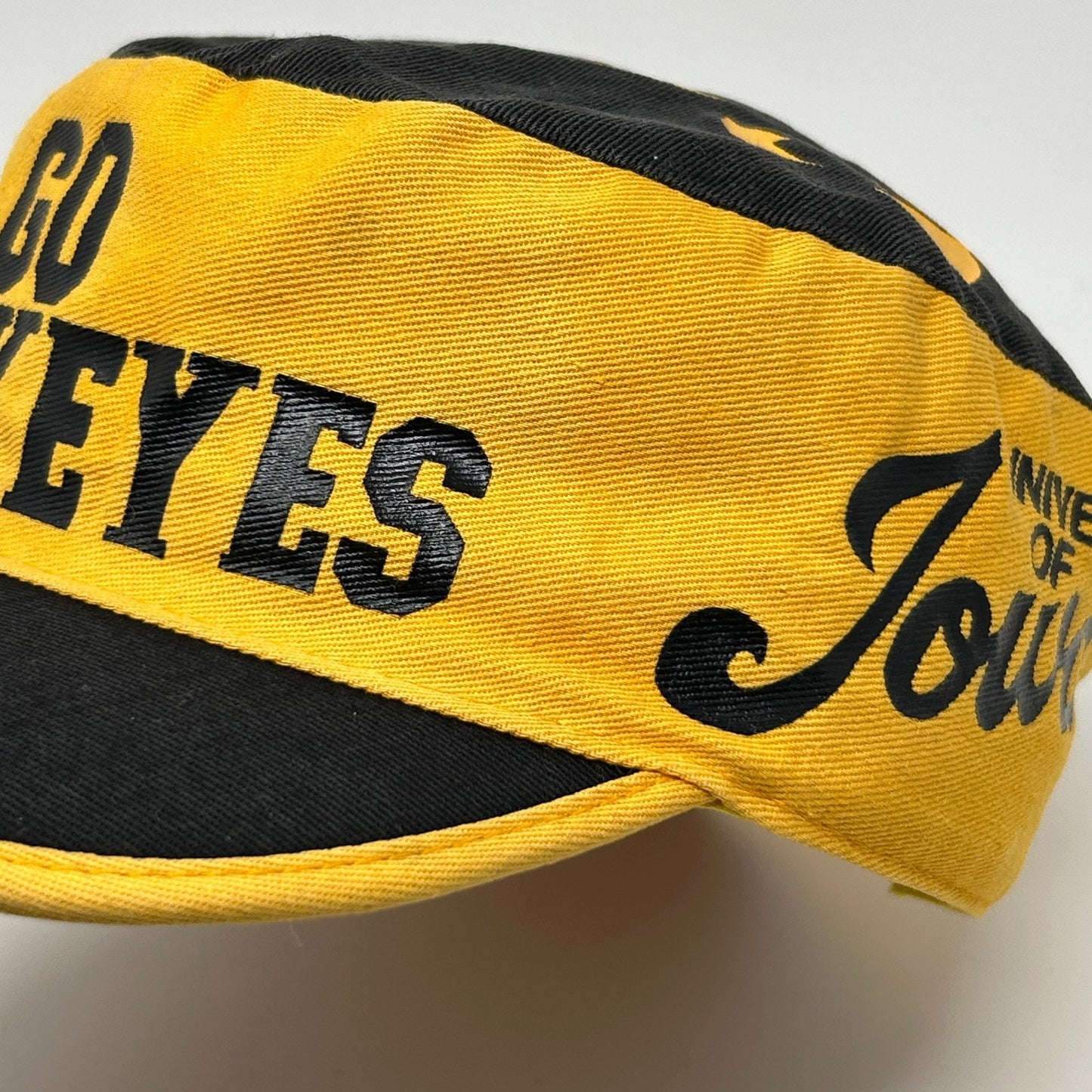 Vintage 80s University of Iowa Hawkeyes Painters Hat Baseball Cap Yellow 7 1/2 - Neon Vintage