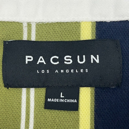 PacSun Los Angeles Rugby Polo L Large Striped Long Sleeve Cotton Collared Shirt