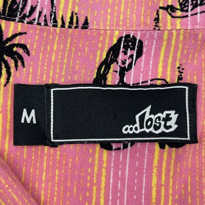 Lost Enterprises Hawaiian Camp Shirt Mens M Medium Pink Pin Up Girl Surfer Skate